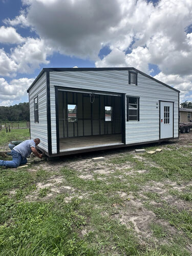 Check out this 24x12 turnaround-style shed with steel framing and 8-foot side walls!